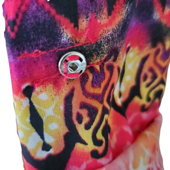 NOTATIONS Tunic Top Women's XL Pullover V Neck Snap Tab Sleeves Aztec Floral - Picture 3 of 12